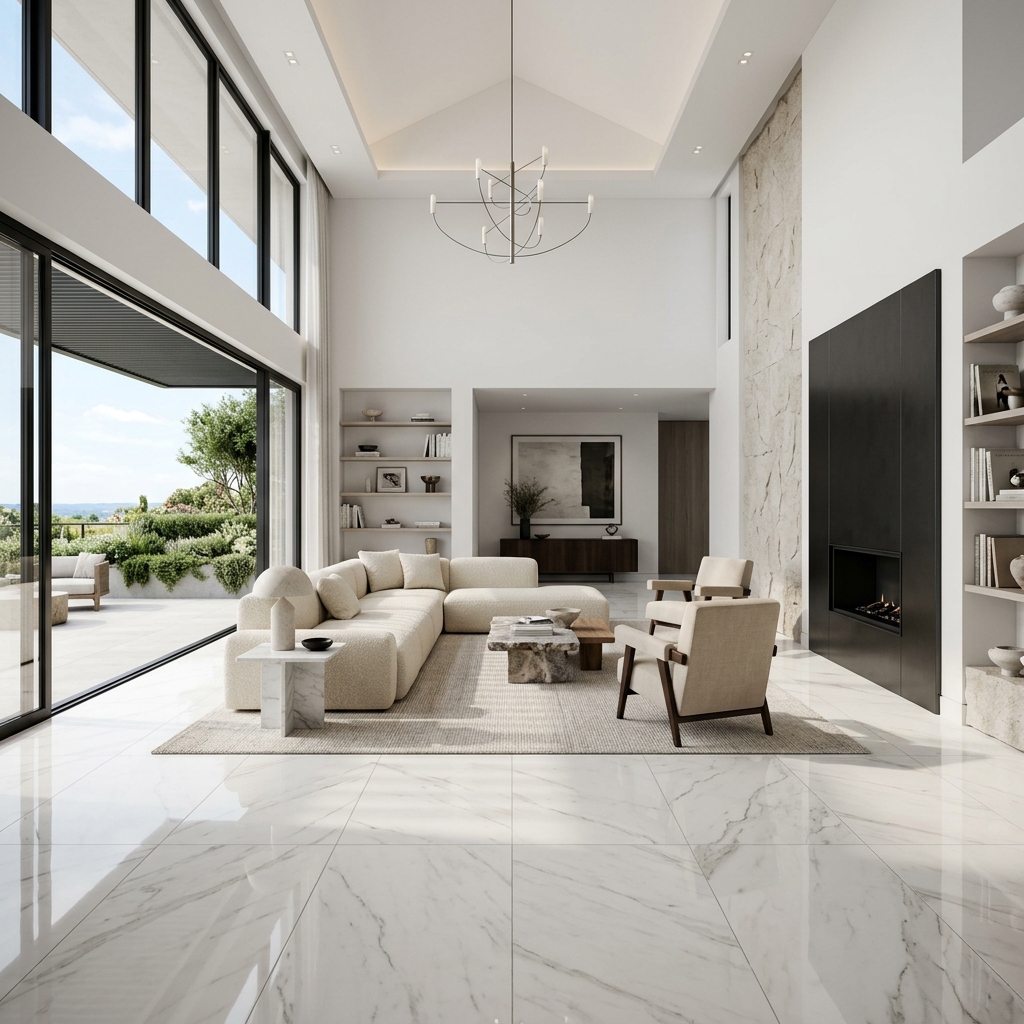 Carrelage de sol haut de gamme — grandes pièces lumineuses